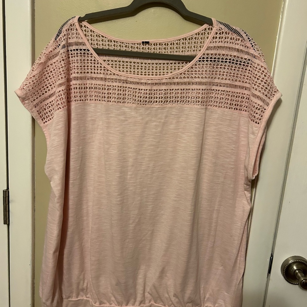 Pink Lace Detail Top